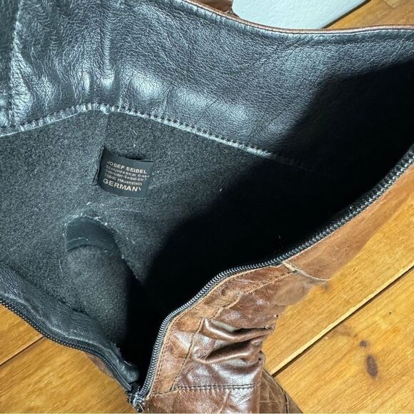 Josef Seibel brown leather ruched gathered mid calf heel boots size 39 - Picture 7 of 13